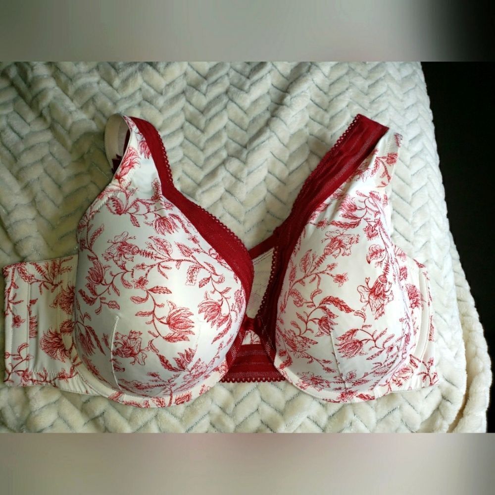 Cacique IntimatesBra, sz 46DDD, White & Red.